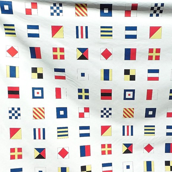 Duralee Land Ho Alphabet Fabric Semaphore Flags Drapery Upholstery By the Yard - Picture 1 of 7